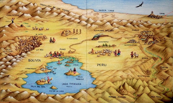 This was one of my favourite cartoon pictorial map, drawn in 1998. The actual map was well laminated. This was one of the rare map in which the colour and ink did not fade nor smudge. The length stretched almost 1 metre long, depicting our South to North Americas journey. Shown here is half of the map.