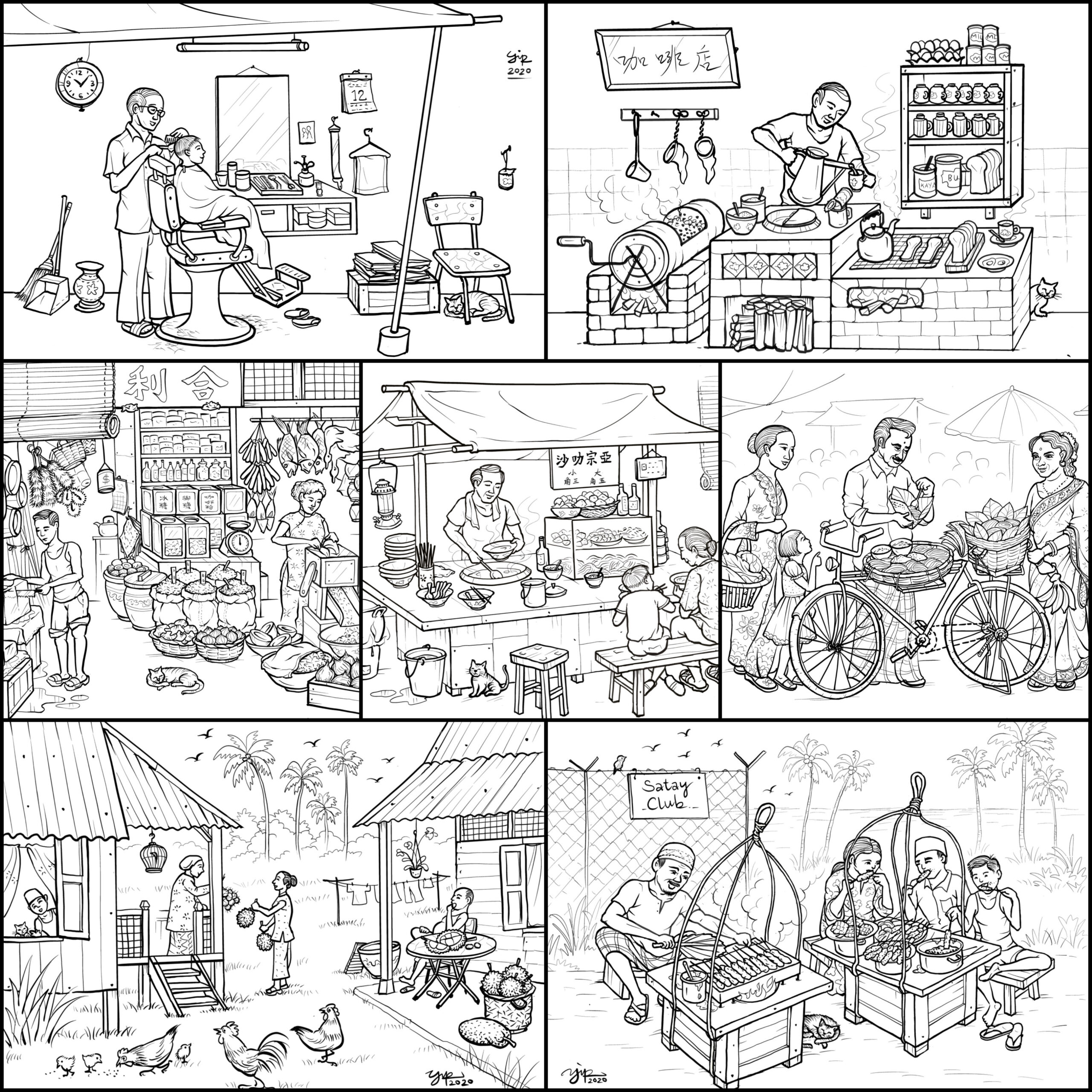 NMS Mural Sketches for Colouring